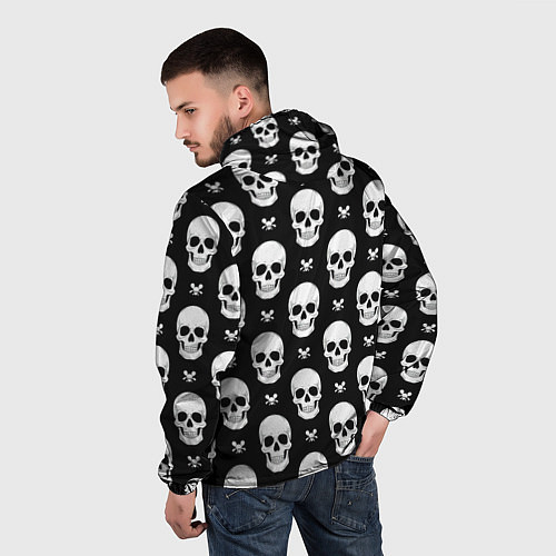 Мужская ветровка Черепной фон / 3D-Белый – фото 4