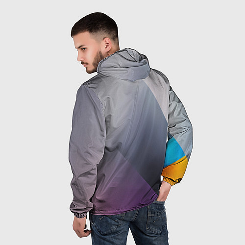 Мужская ветровка Color grey with stripes / 3D-Белый – фото 4