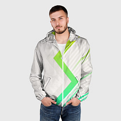 Ветровка с капюшоном мужская Color white line green, цвет: 3D-белый — фото 2