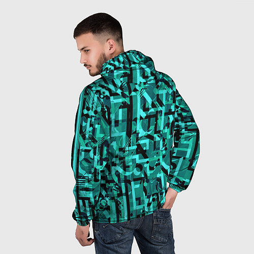 Мужская ветровка Неоновый голубой объёмный эффект / 3D-Черный – фото 4