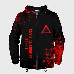 Ветровка с капюшоном мужская Thirty Seconds to Mars - red gradient вертикально, цвет: 3D-черный