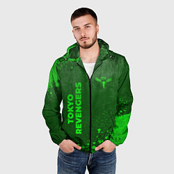 Ветровка с капюшоном мужская Tokyo Revengers - green gradient вертикально, цвет: 3D-черный — фото 2