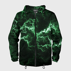 Ветровка с капюшоном мужская Lightning green line, цвет: 3D-черный
