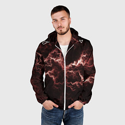 Ветровка с капюшоном мужская Lightning red, цвет: 3D-белый — фото 2