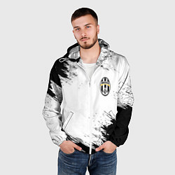 Ветровка с капюшоном мужская Juventus штрихи красок, цвет: 3D-белый — фото 2