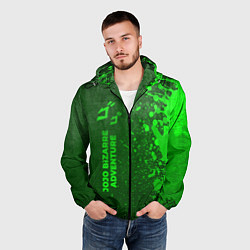 Ветровка с капюшоном мужская JoJo Bizarre Adventure - green gradient по-вертика, цвет: 3D-черный — фото 2