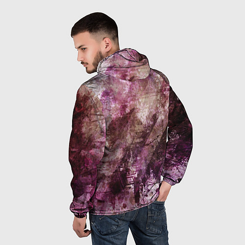 Мужская ветровка Абстракция - dark trash atom with violet / 3D-Белый – фото 4