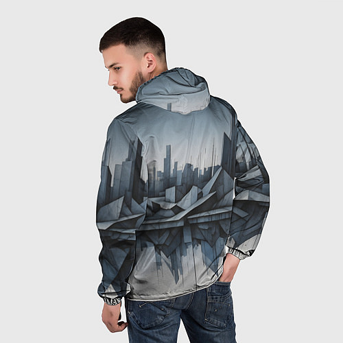Мужская ветровка Небоскребы и скалы / 3D-Белый – фото 4