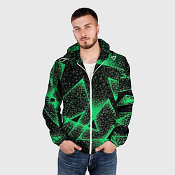 Ветровка с капюшоном мужская A light green triangle with dots, цвет: 3D-белый — фото 2