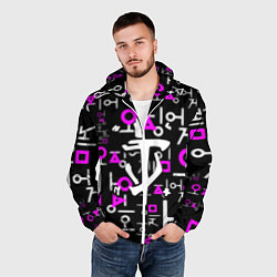Ветровка с капюшоном мужская Doom неоновый паттерн, цвет: 3D-белый — фото 2