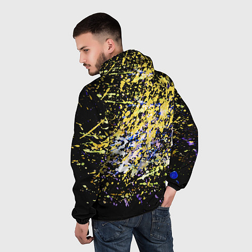 Мужская ветровка Желто синяя краска на черном / 3D-Белый – фото 4