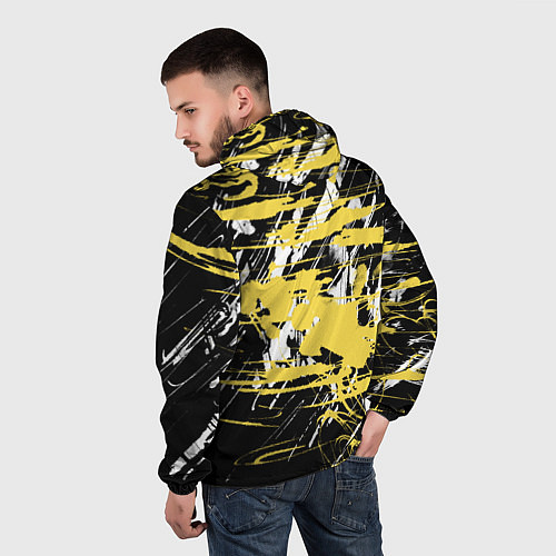 Мужская ветровка Желтая краска на черном / 3D-Белый – фото 4