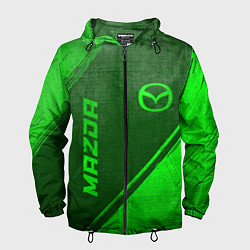 Ветровка с капюшоном мужская Mazda - green gradient вертикально, цвет: 3D-черный