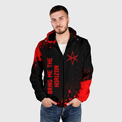 Ветровка с капюшоном мужская Bring Me the Horizon - red gradient вертикально, цвет: 3D-черный — фото 2