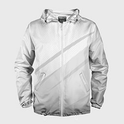Ветровка с капюшоном мужская Светлый серый текстура с полосой, цвет: 3D-белый