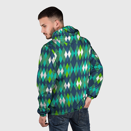Мужская ветровка Разноцветные ромбы геометрия / 3D-Белый – фото 4