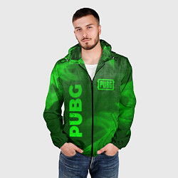 Ветровка с капюшоном мужская PUBG - green gradient вертикально, цвет: 3D-черный — фото 2