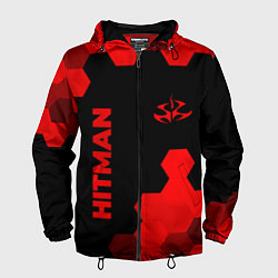 Ветровка с капюшоном мужская Hitman - red gradient вертикально, цвет: 3D-черный