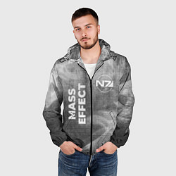 Ветровка с капюшоном мужская Mass Effect - grey gradient вертикально, цвет: 3D-черный — фото 2