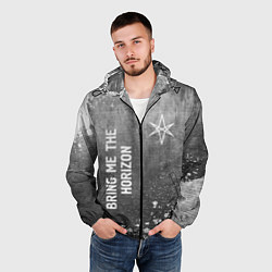 Ветровка с капюшоном мужская Bring Me the Horizon - grey gradient вертикально, цвет: 3D-черный — фото 2