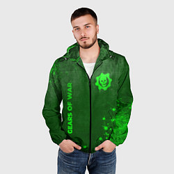 Ветровка с капюшоном мужская Gears of War - green gradient вертикально, цвет: 3D-черный — фото 2