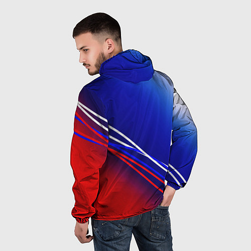Мужская ветровка Герб России и градиент бело-сине-красный / 3D-Белый – фото 4