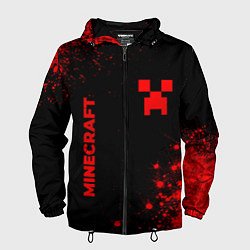 Ветровка с капюшоном мужская Minecraft - red gradient вертикально, цвет: 3D-черный