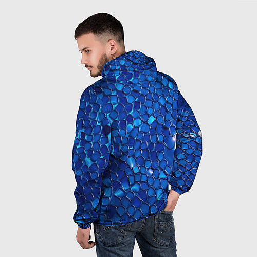 Мужская ветровка Блестящие синие отражения / 3D-Белый – фото 4