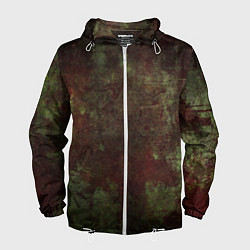 Мужская ветровка Абстракция - green fabric soaked in red paint
