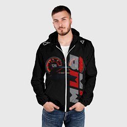 Ветровка с капюшоном мужская BMW спидометр и надпись, цвет: 3D-белый — фото 2