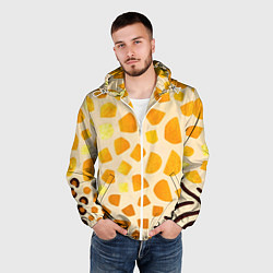 Ветровка с капюшоном мужская Золотистые пятна жирафа, цвет: 3D-белый — фото 2