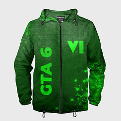 Ветровка с капюшоном мужская GTA 6 - green gradient вертикально, цвет: 3D-черный