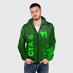 Ветровка с капюшоном мужская GTA 6 - green gradient вертикально, цвет: 3D-черный — фото 2