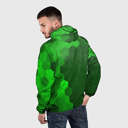 Мужская ветровка Mass Effect - green gradient по-вертикали / 3D-Черный – фото 4