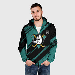 Ветровка с капюшоном мужская Анахайм Дакс - зеленая краска, цвет: 3D-черный — фото 2