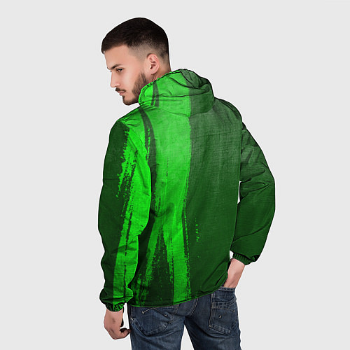 Мужская ветровка System of a Down - green gradient по-вертикали / 3D-Черный – фото 4