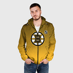 Ветровка с капюшоном мужская Бостон Брюинз - паттерн треугольников, цвет: 3D-черный — фото 2