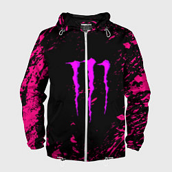 Ветровка с капюшоном мужская Monster energy неоновые краски лого, цвет: 3D-белый