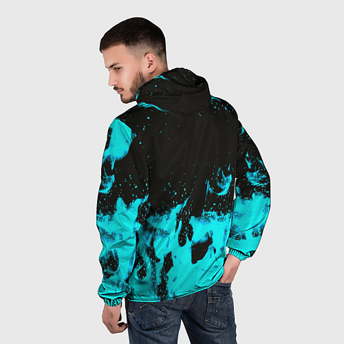 Мужская ветровка Monster energy голубой огонь / 3D-Белый – фото 4