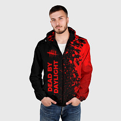 Ветровка с капюшоном мужская Dead by Daylight - red gradient по-вертикали, цвет: 3D-черный — фото 2