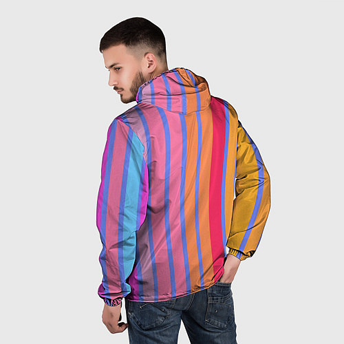 Мужская ветровка Теплые цветные полосы / 3D-Белый – фото 4