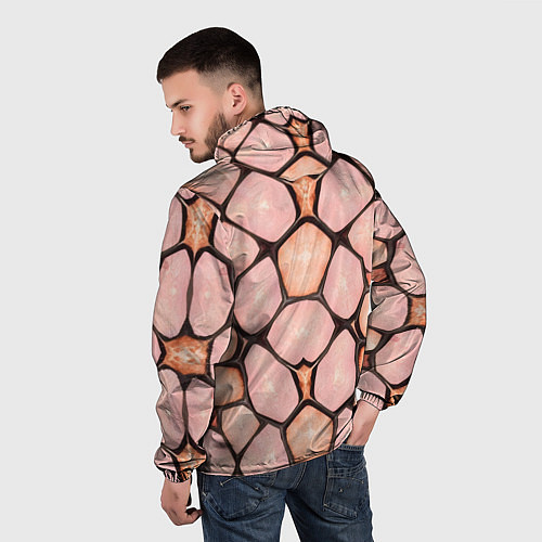 Мужская ветровка Розовые пятна жирафа / 3D-Белый – фото 4