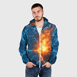 Ветровка с капюшоном мужская Взрыв из объемных плит, цвет: 3D-белый — фото 2