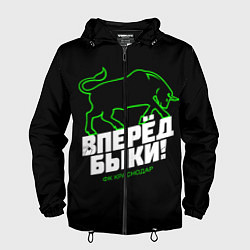 Ветровка с капюшоном мужская ФК Краснодар - вперед быки, цвет: 3D-черный