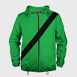 Ветровка с капюшоном мужская Ремень безопасности, зеленый, цвет: 3D-черный