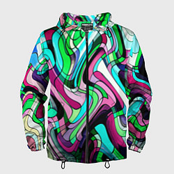 Мужская ветровка Зелёно-розовый искажённая абстракция