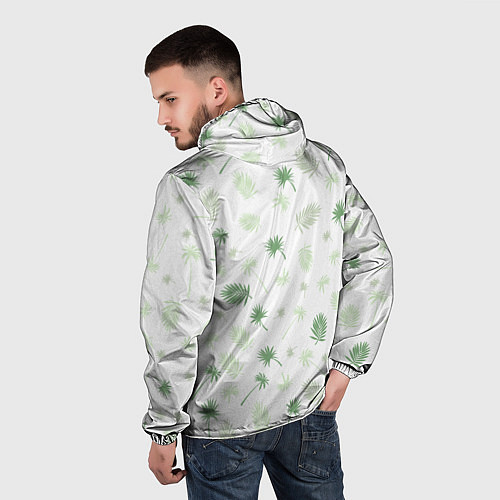 Мужская ветровка Текстура белой гавайской рубашки / 3D-Белый – фото 4