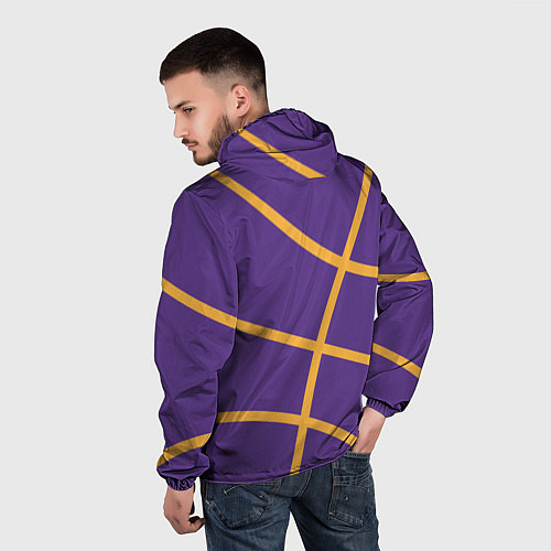 Мужская ветровка Лейкерс - текстура фиолетового мяча / 3D-Белый – фото 4