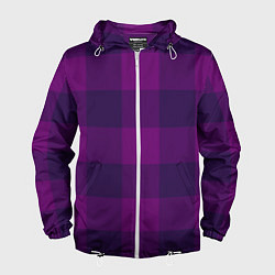 Ветровка с капюшоном мужская Баклажан ультрафиолет, цвет: 3D-белый
