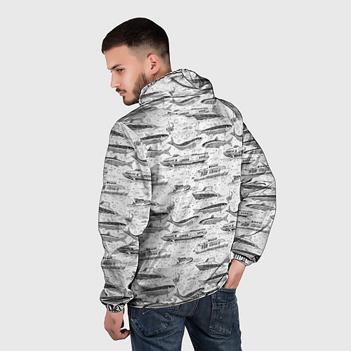 Мужская ветровка Корюшка и водный транспорт / 3D-Белый – фото 4